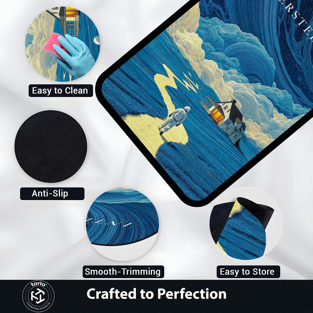 Interstellar Space Aesthetic Floor Mat | Rocket Launch Galaxy Area Flat Rug | Anti-Slip 3mm Absorbent Floor Mat for Bedroom, Living Room, Gaming & Sci-Fi Decor 01