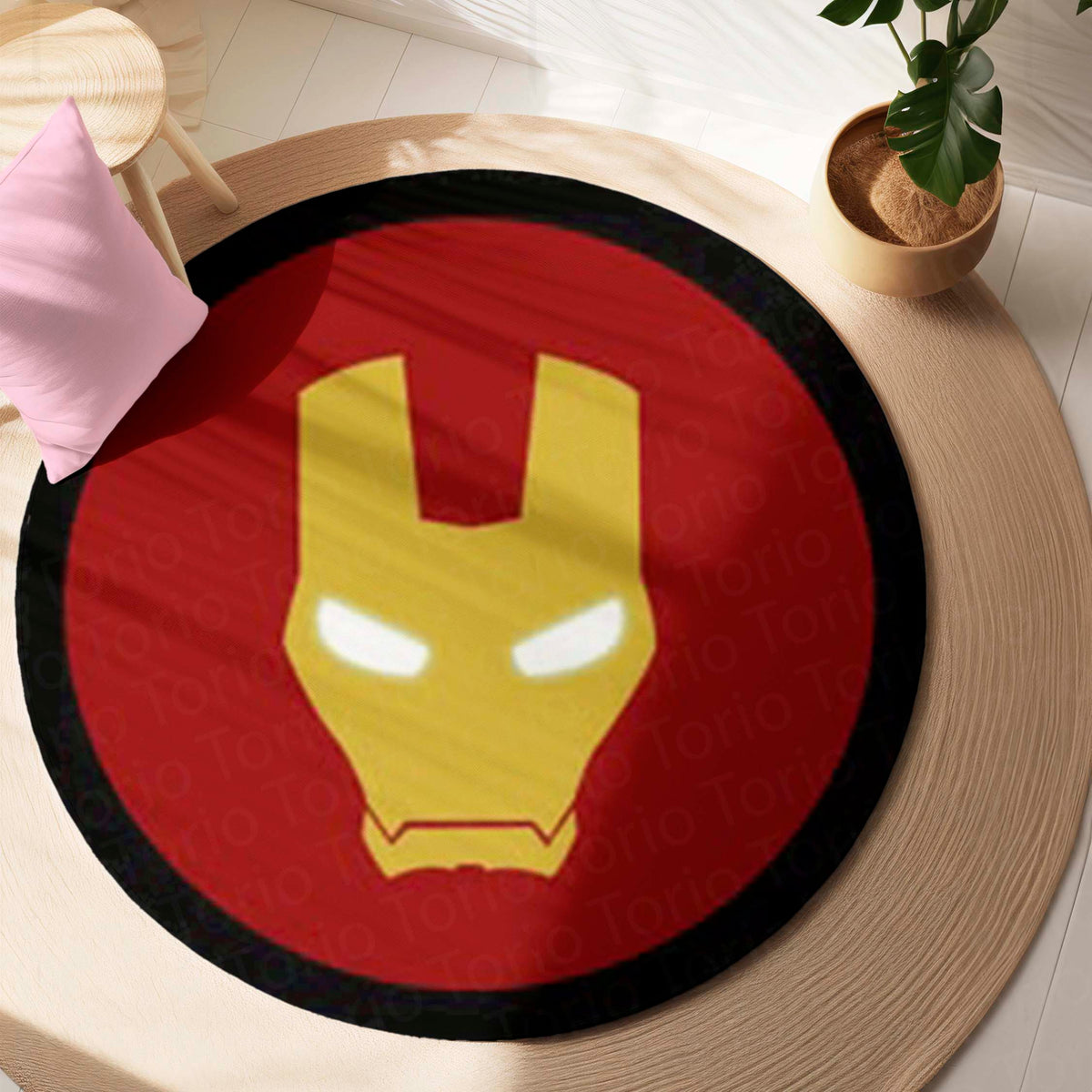 Iron Man Arc Reactor Round Flat Rug | Marvel Superhero Floor Mat | Anti-Slip 3 mm Absorbent Circle Flat Rug for Bedroom, Gaming Room & Marvel Fan Decor