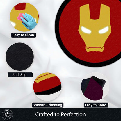 Iron Man Arc Reactor Round Flat Rug | Marvel Superhero Floor Mat | Anti-Slip 3 mm Absorbent Circle Flat Rug for Bedroom, Gaming Room & Marvel Fan Decor