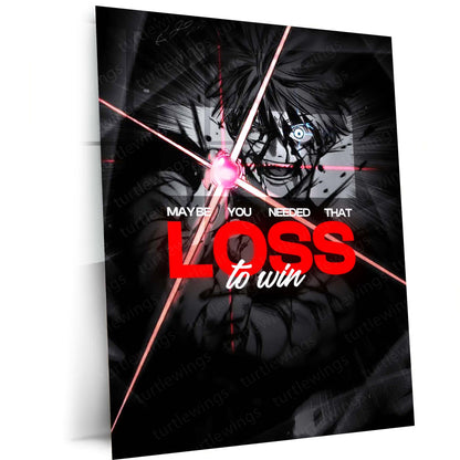 Anime Metal Poster | Isagi Yoichi – Maybe You Needed That Loss to Win | Blue Lock Motivational Metal Frame | Anime Football Wall Art by TurtleWings