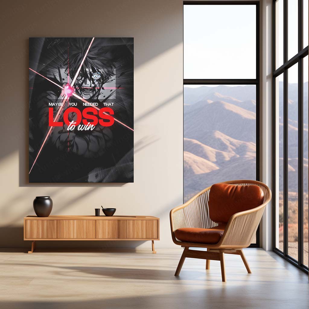 Anime Metal Poster | Isagi Yoichi – Maybe You Needed That Loss to Win | Blue Lock Motivational Metal Frame | Anime Football Wall Art by TurtleWings