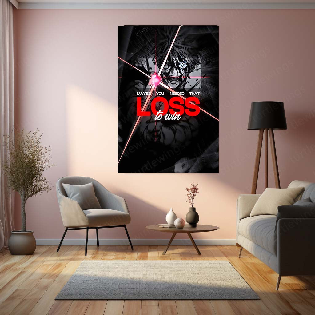Anime Metal Poster | Isagi Yoichi – Maybe You Needed That Loss to Win | Blue Lock Motivational Metal Frame | Anime Football Wall Art by TurtleWings