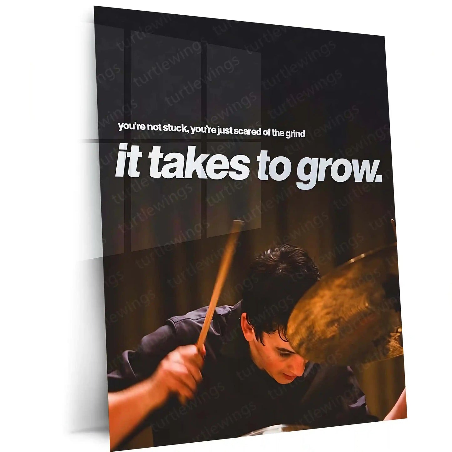 Quote Metal Poster | Andrew Neiman – It Takes the Grind Metal Frame Relentless Practice, Obsession & Greatness Mindset Wall Art | “It Takes the Grind to Grow” Quote Metal Poster - TURTLEWINGS 