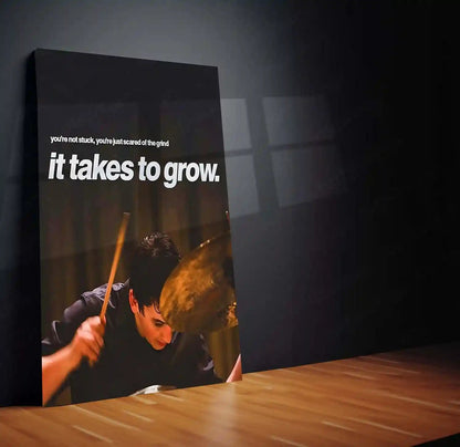 Quote Metal Poster | Andrew Neiman – It Takes the Grind Metal Frame Relentless Practice, Obsession & Greatness Mindset Wall Art | “It Takes the Grind to Grow” Quote Metal Poster - TURTLEWINGS 