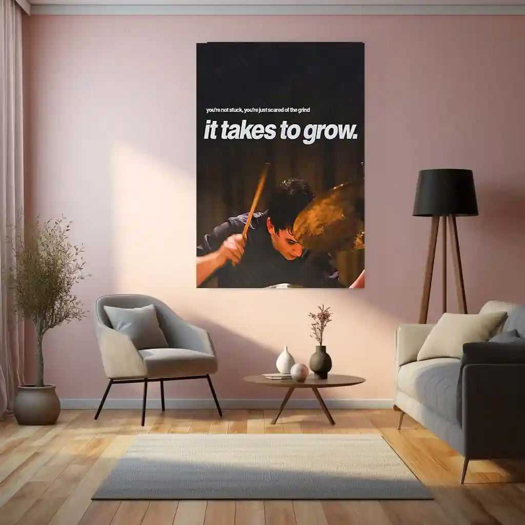 Quote Metal Poster | Andrew Neiman – It Takes the Grind Metal Frame Relentless Practice, Obsession & Greatness Mindset Wall Art | “It Takes the Grind to Grow” Quote Metal Poster - TURTLEWINGS 