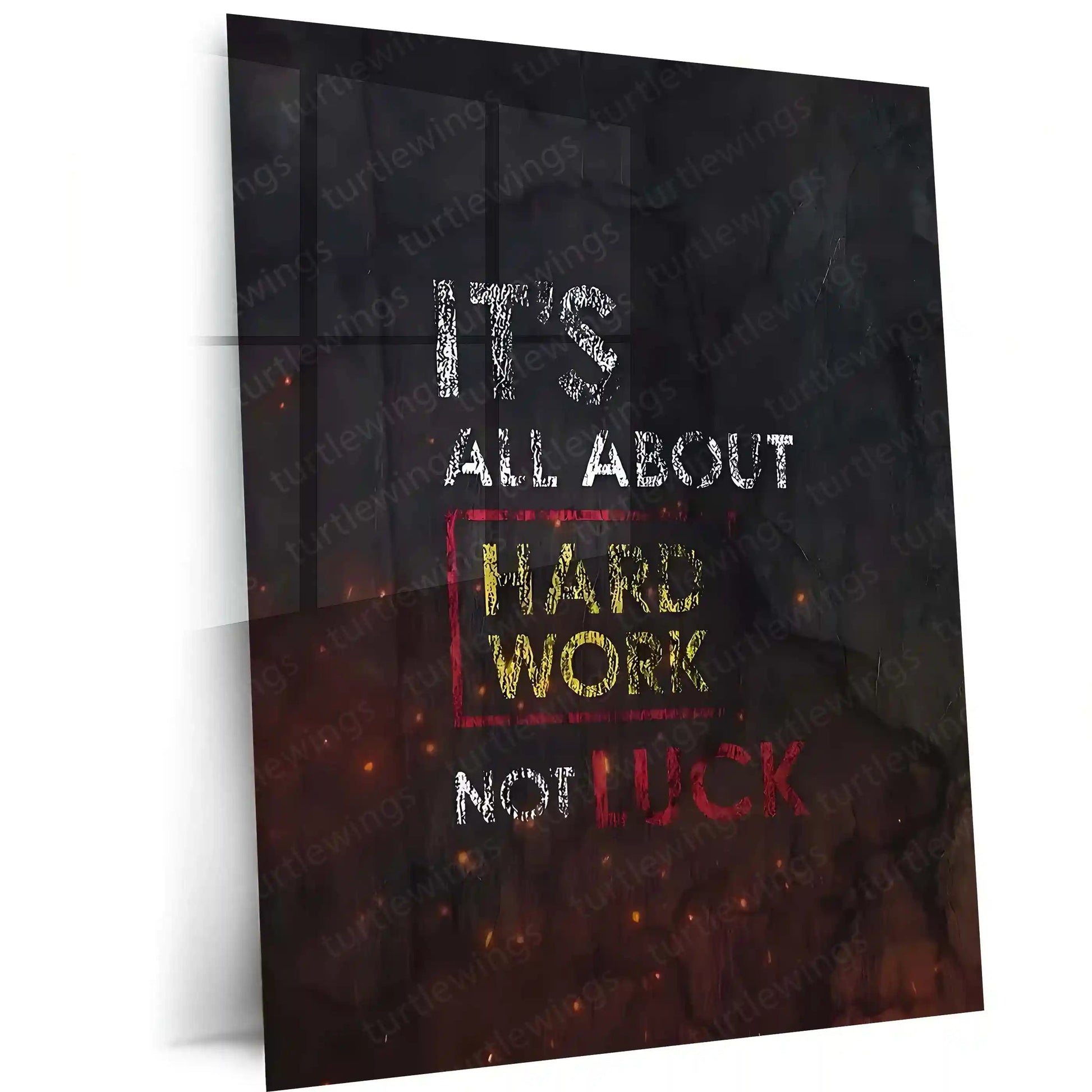 Quote Metal Poster | It’s All About Hard Work Metal Poster | Hustle Motivation Wall Art | Premium Metal Print - TURTLEWINGS