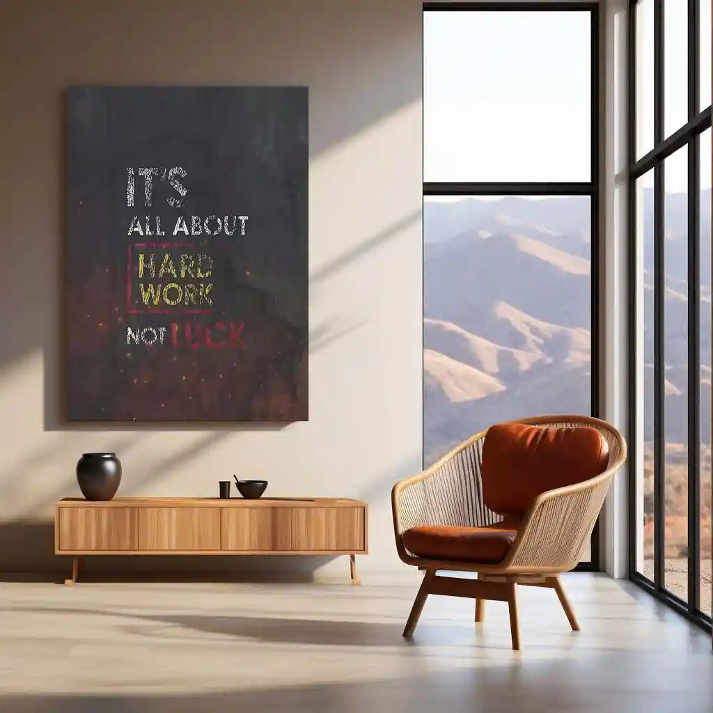 Quote Metal Poster | It’s All About Hard Work Metal Poster | Hustle Motivation Wall Art | Premium Metal Print - TURTLEWINGS
