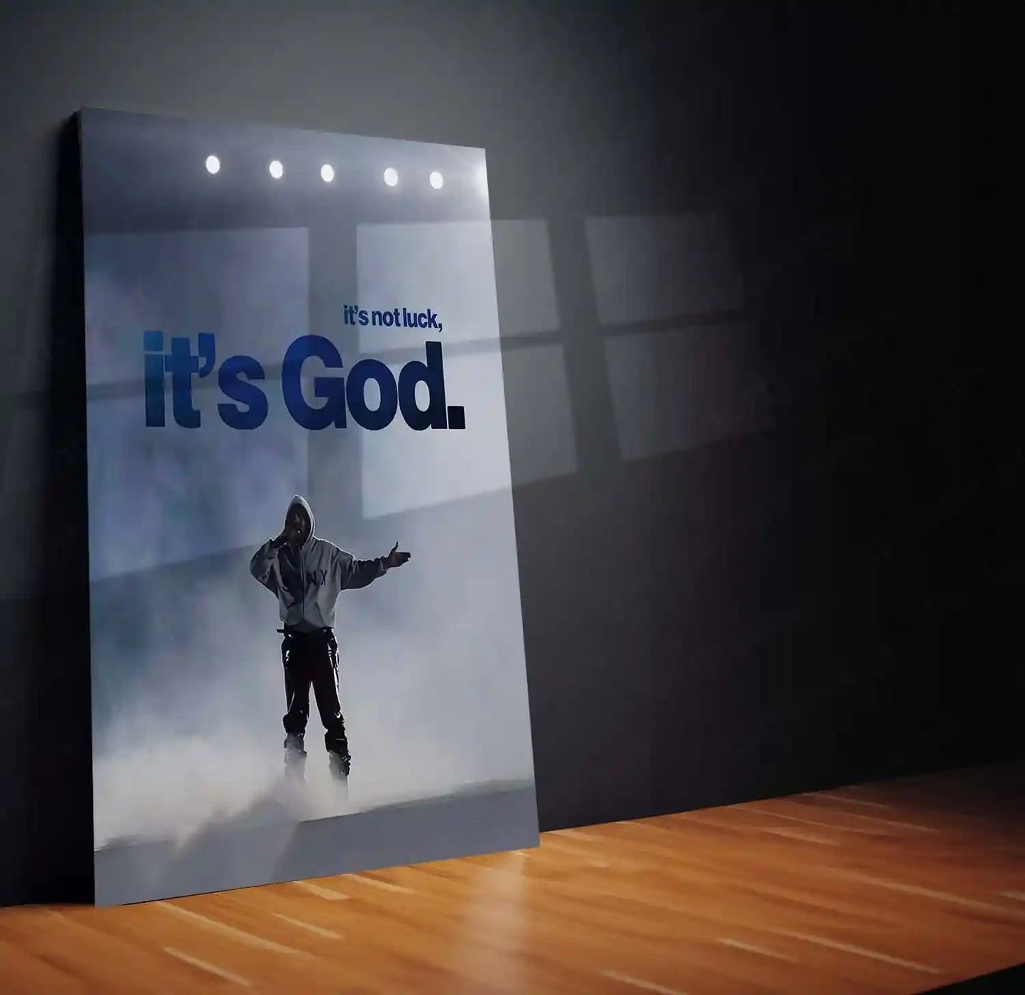 Quote Metal Poster | It’s Not Luck, It’s God – Kanye West Quote Metal Frame Faith Over Chance Motivational Wall Art | “It’s Not Luck, It’s God” Belief & Purpose Quote Metal Poster - TURTLEWINGS 