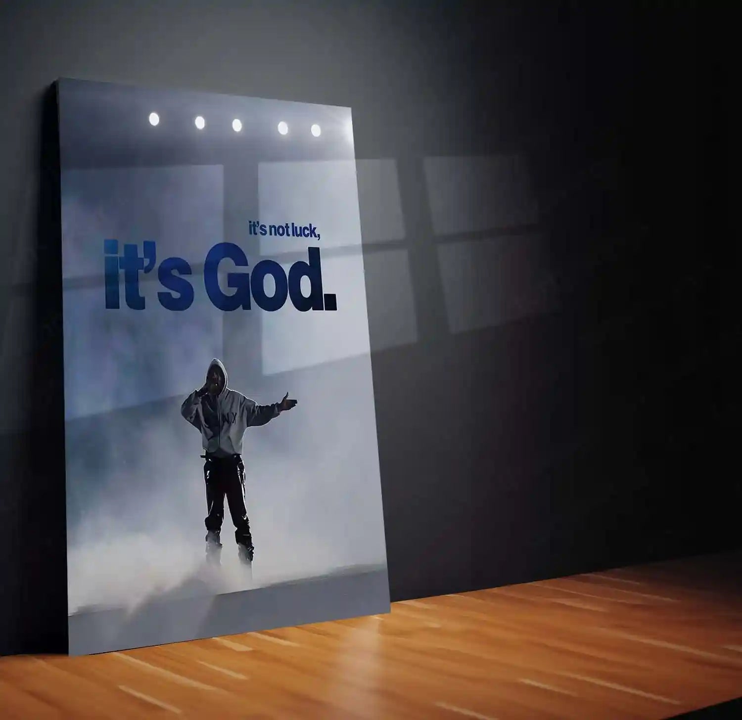 Quote Metal Poster | It’s Not Luck, It’s God – Kanye West Quote Metal Frame Faith Over Chance Motivational Wall Art | “It’s Not Luck, It’s God” Belief & Purpose Quote Metal Poster - TURTLEWINGS 