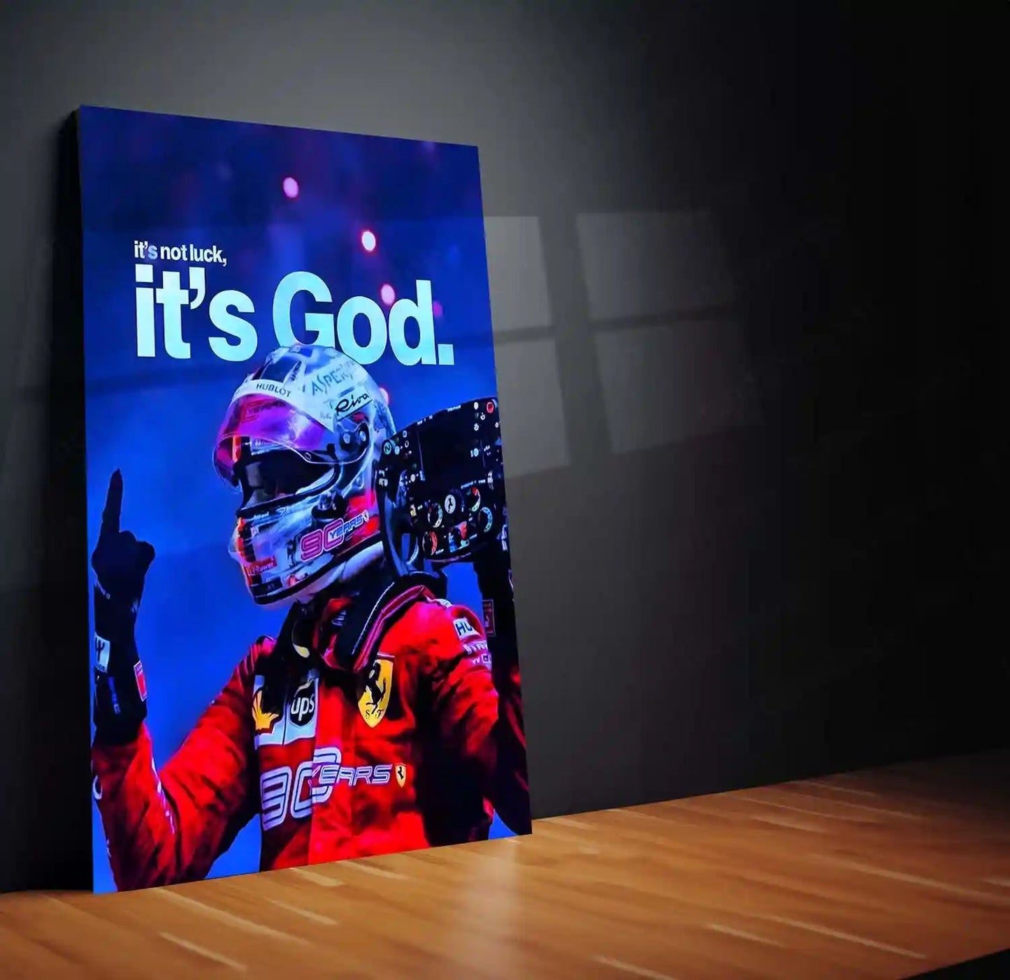 Quote Metal Poster | Charles Leclerc – It’s Not Luck, It’s God Metal Frame Faith, Focus & Formula 1 Destiny Wall Art | Discipline Over Chance Quote Metal Poster - TURTLEWINGS 