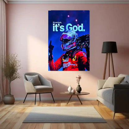 Quote Metal Poster | Charles Leclerc – It’s Not Luck, It’s God Metal Frame Faith, Focus & Formula 1 Destiny Wall Art | Discipline Over Chance Quote Metal Poster - TURTLEWINGS 