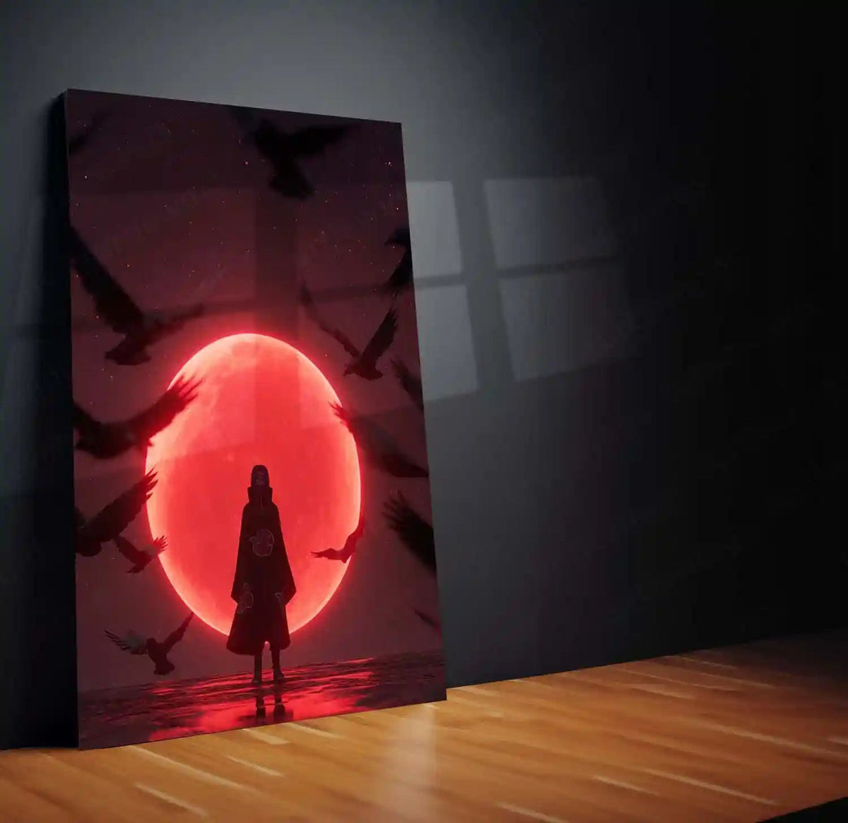 Anime Metal Poster | Itachi Uchiha – Red Moon Metal Poster | Naruto Akatsuki Wall Frame - TURTLEWINGS
