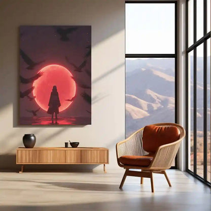 Anime Metal Poster | Itachi Uchiha – Red Moon Metal Poster | Naruto Akatsuki Wall Frame - TURTLEWINGS