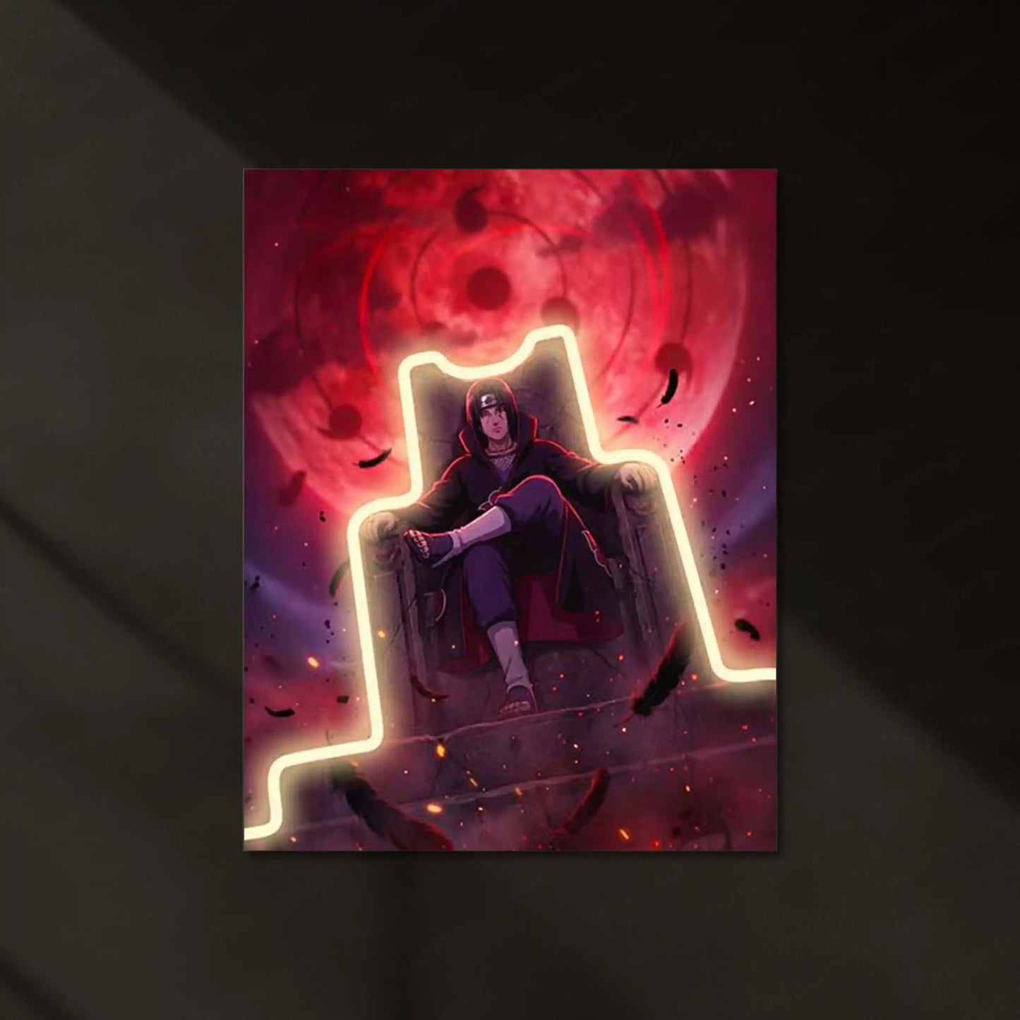 Itachi Uchiha Neon LED Frame | Naruto Anime Wall Art | Akatsuki Sharingan Power Design - TURTLEWINGS