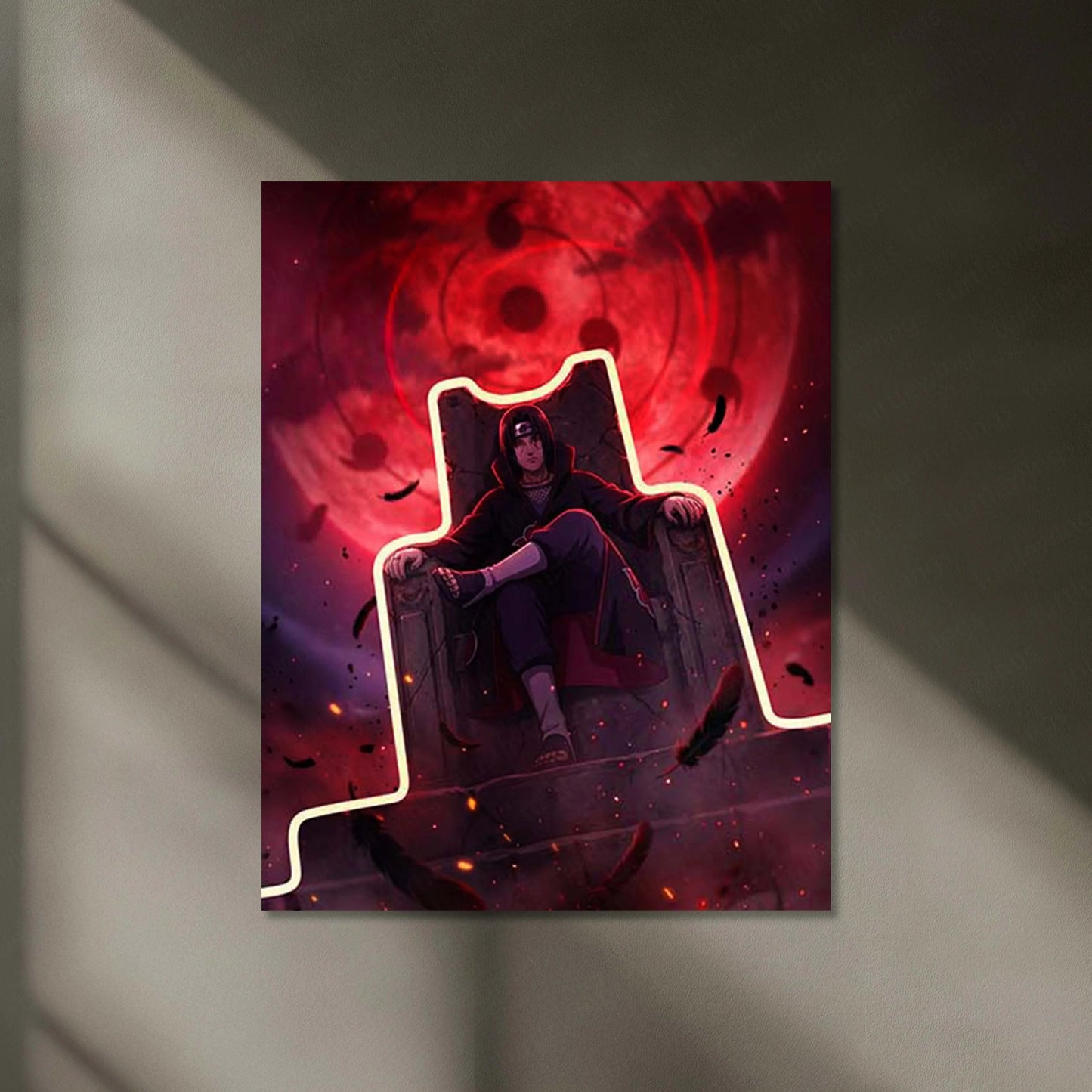 Itachi Uchiha Neon LED Frame | Anime Power Wall Art Naruto Inspired LED Frame by TurtleWings - TURTLEWINGS