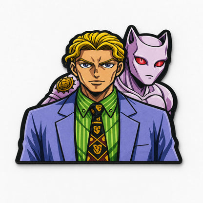 Yoshikage Kira & Killer Queen Cut-out Flat Rug | JoJo's Bizarre Adventure Anime Flat Rug | Premium JoJo Gaming Room Decor