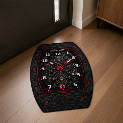 Richard Mille RM 35-03 Carbon Red Skeleton Dial Flat Rug | Luxury Watch Face Area Flat Rug | Premium Mechanical Timepiece Floor Mat for Bedroom, Gaming Room & Collector Décor