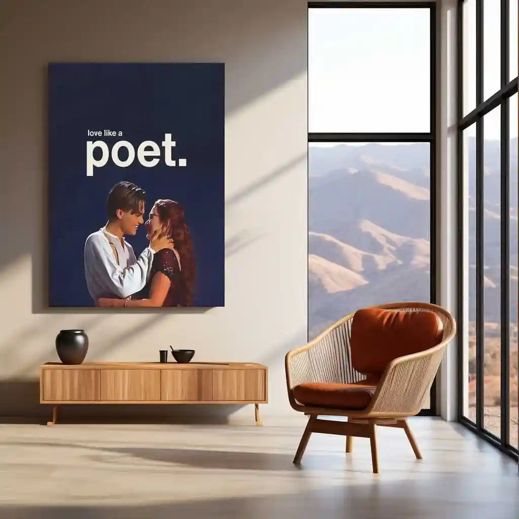 Quote Metal Poster | Jack & Rose | “Love Like a Poet.” | Timeless Romance Metal Poster - TURTLEWINGS