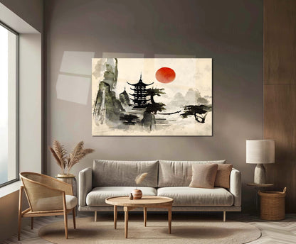 Japanese Ink Landscape – Sumi-e Style Metal Poster