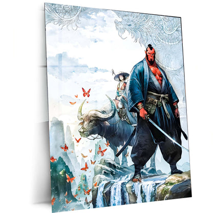 Japanese Ninja Fantasy – The Oni Warrior’s Journey | Epic Samurai Art Metal Frame Poster