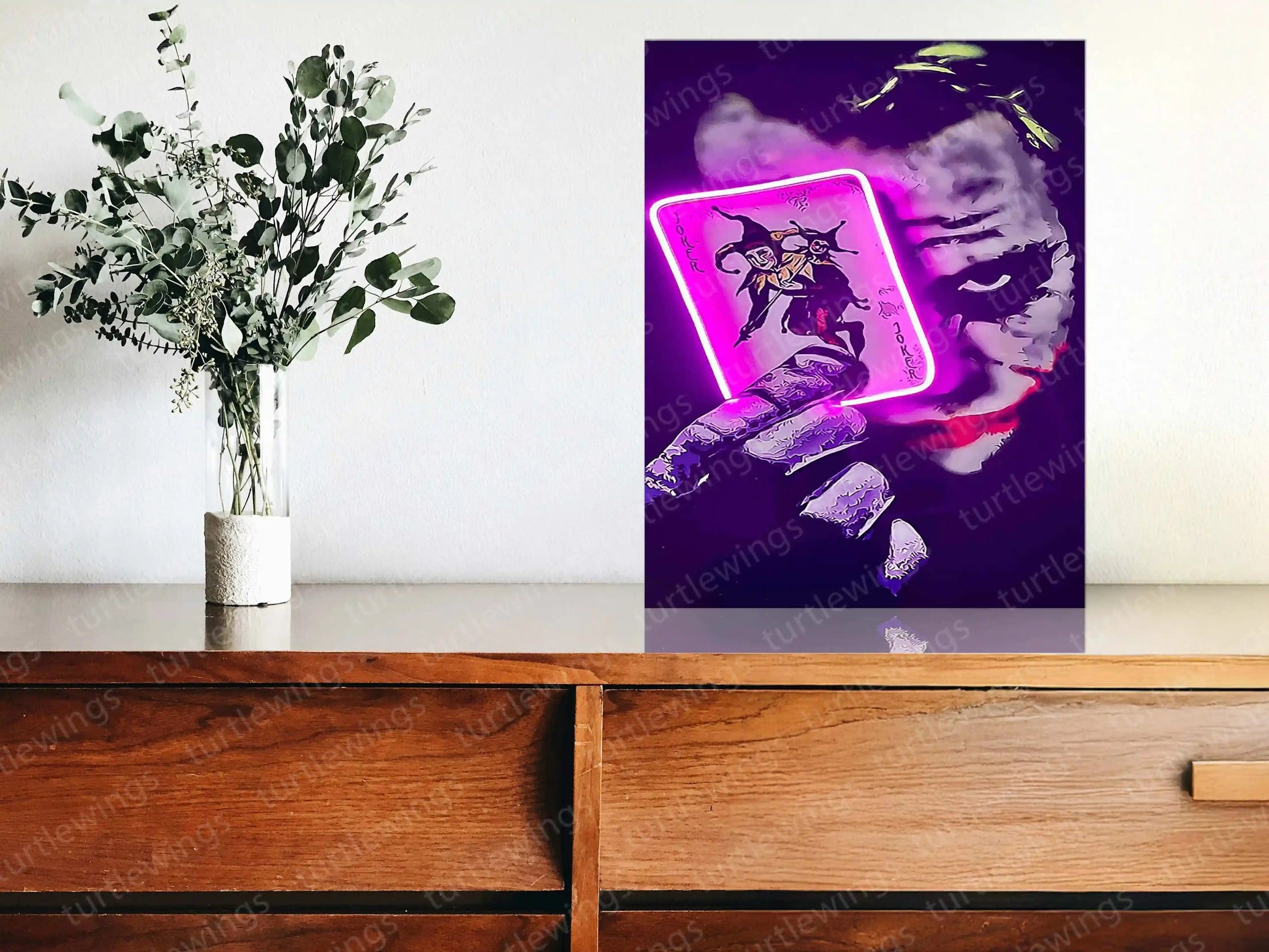Joker Card Neon LED Metal Frame â Playful and Bold Wall Art - TURTLEWINGS