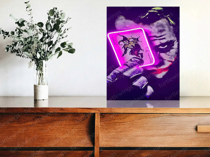 Joker Card Neon LED Metal Frame â Playful and Bold Wall Art - TURTLEWINGS
