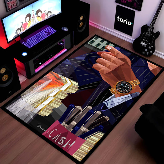 Jordan Belfort "Wolf of Wall Street" Area Flat Rug | Premium Hustle & Wealth-Themed Floor Mat | Motivational Office Decor for Entrepreneurs, Traders & Success-Driven Spaces