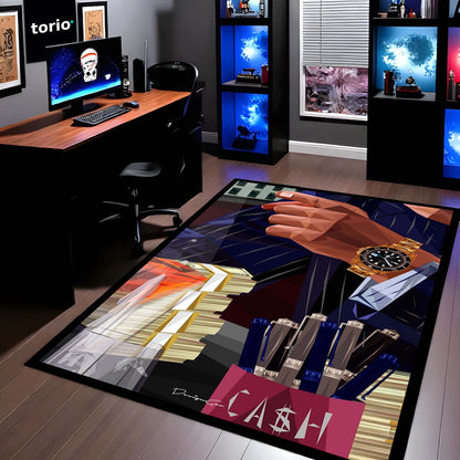 Jordan Belfort "Wolf of Wall Street" Area Flat Rug | Premium Hustle & Wealth-Themed Floor Mat | Motivational Office Decor for Entrepreneurs, Traders & Success-Driven Spaces