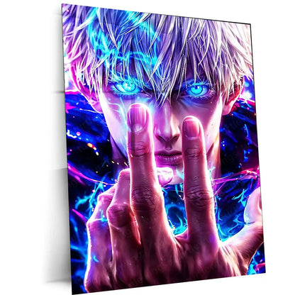 Anime Metal Poster | Jujutsu Kaisen – Cursed Focus | Anime Power Metal Frame | Unleashed Sorcery & Dominant Mindset Wall Art - TURTLEWINGS