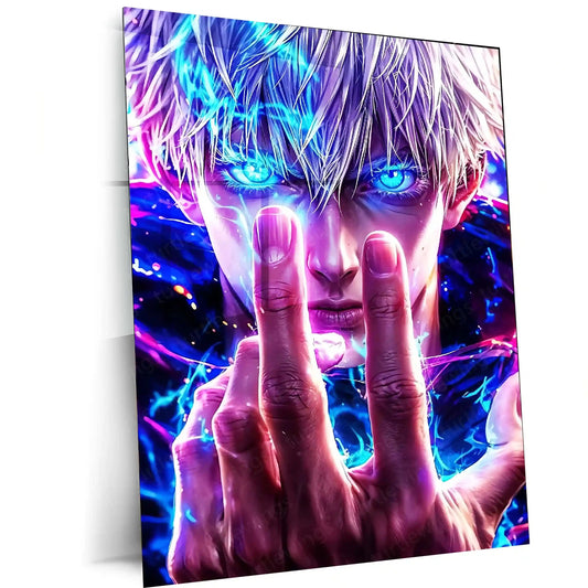 Anime Metal Poster | Jujutsu Kaisen – Cursed Focus | Anime Power Metal Frame | Unleashed Sorcery & Dominant Mindset Wall Art - TURTLEWINGS