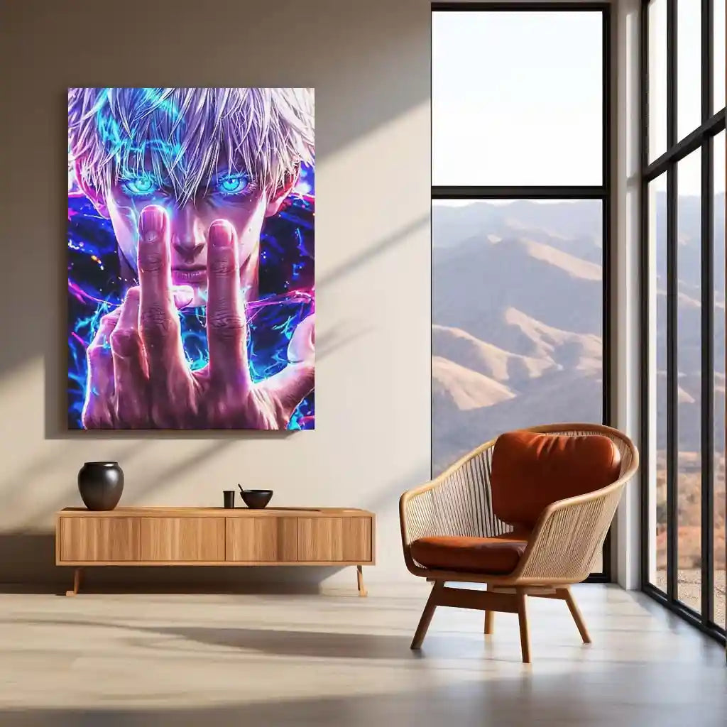 Anime Metal Poster | Jujutsu Kaisen – Cursed Focus | Anime Power Metal Frame | Unleashed Sorcery & Dominant Mindset Wall Art - TURTLEWINGS