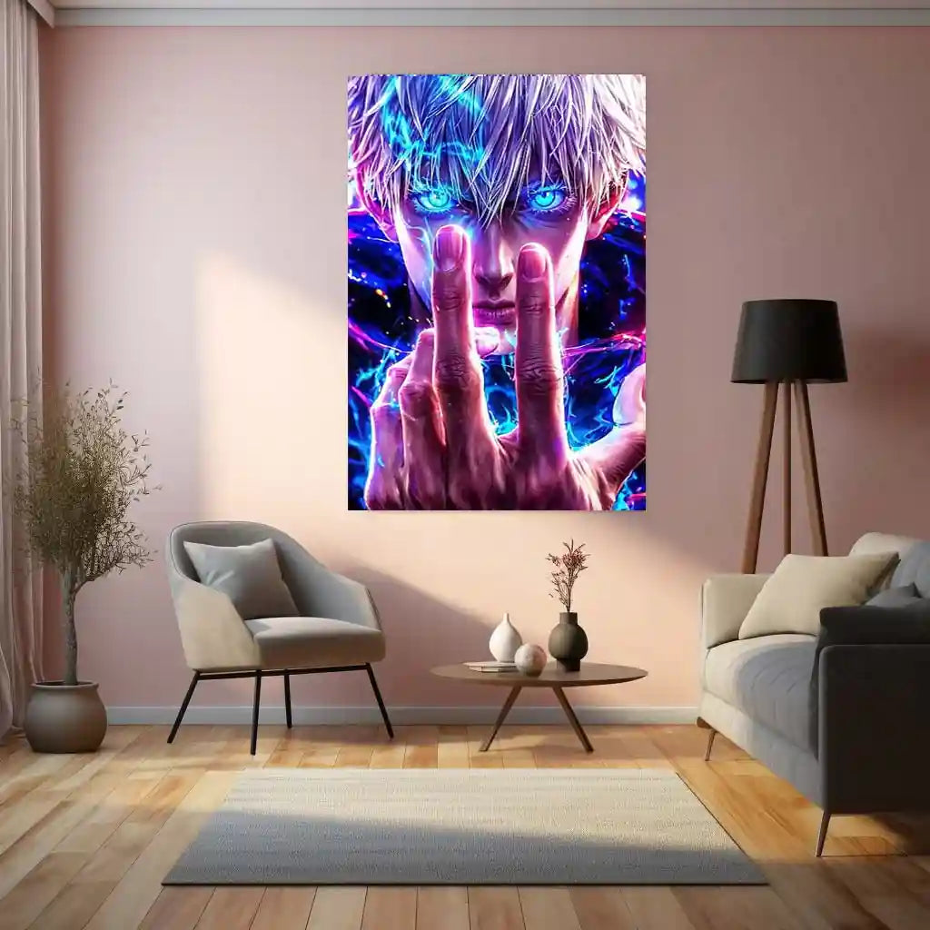 Anime Metal Poster | Jujutsu Kaisen – Cursed Focus | Anime Power Metal Frame | Unleashed Sorcery & Dominant Mindset Wall Art - TURTLEWINGS