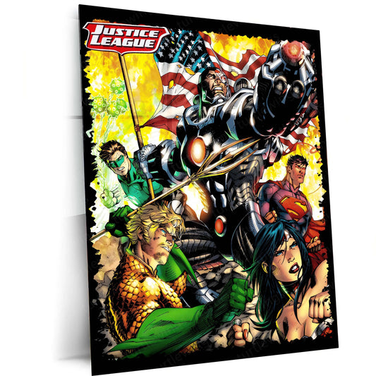 Justice League – United Heroes Metal Poster | DC Comics Superhero Wall Frame - TURTLEWINGS