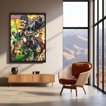 Justice League – United Heroes Metal Poster | DC Comics Superhero Wall Frame - TURTLEWINGS