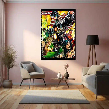 Justice League – United Heroes Metal Poster | DC Comics Superhero Wall Frame - TURTLEWINGS