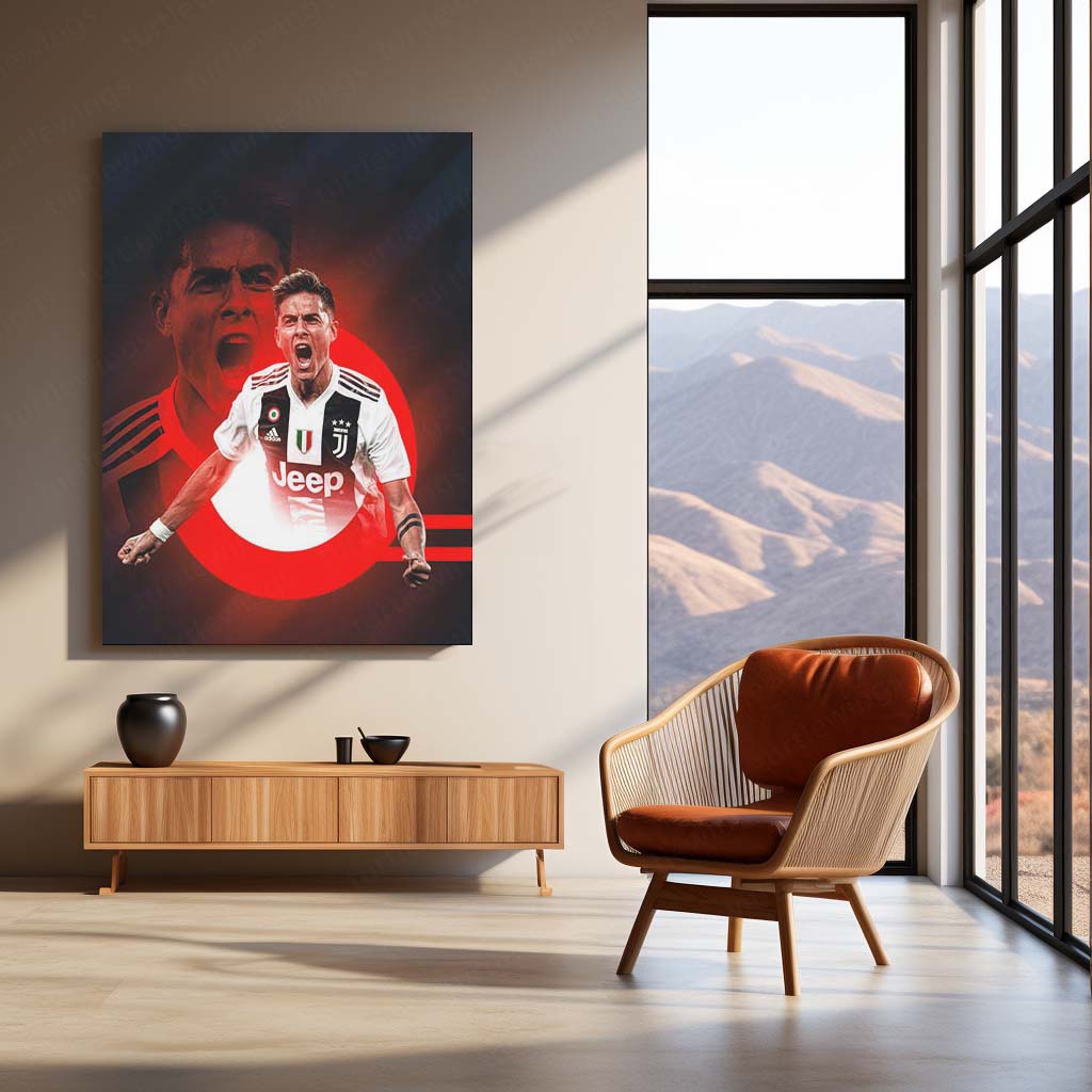 Juventus Player – Black & White Kit with Jeep & 3 Gold Stars – Metal Frame | Italian Football Wall Art - TURTLEWINGS