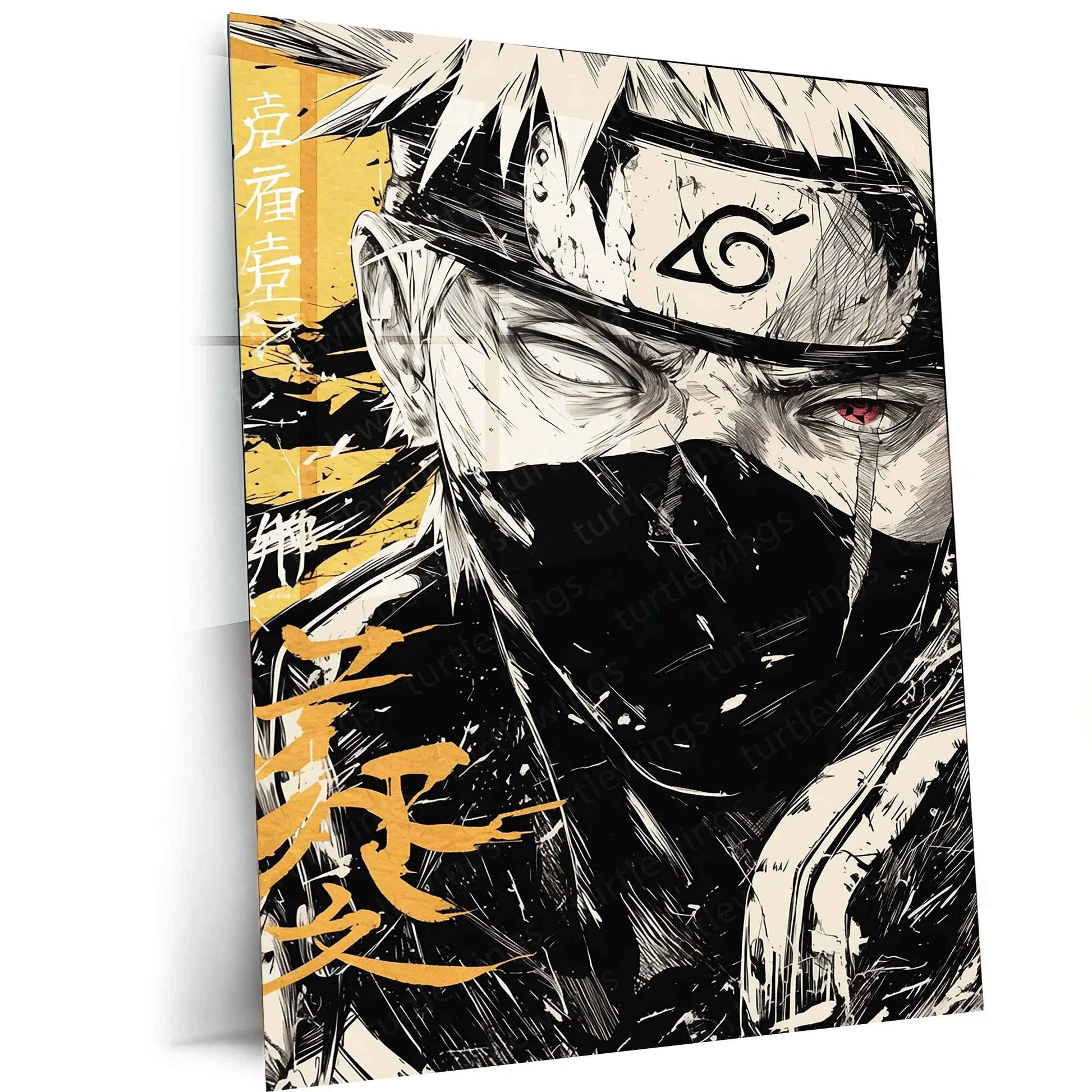 Kakashi Hatake Metal Poster | Naruto Anime Portrait 2 - TURTLEWINGS