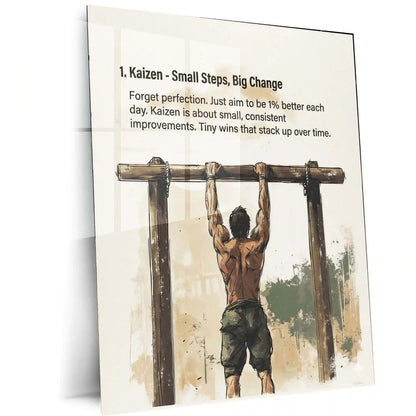 Quote Metal Poster | Kaizen – Small Steps, Big Change | Discipline & Growth Metal Frame - TURTLEWINGS 