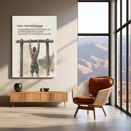 Quote Metal Poster | Kaizen – Small Steps, Big Change | Discipline & Growth Metal Frame - TURTLEWINGS 