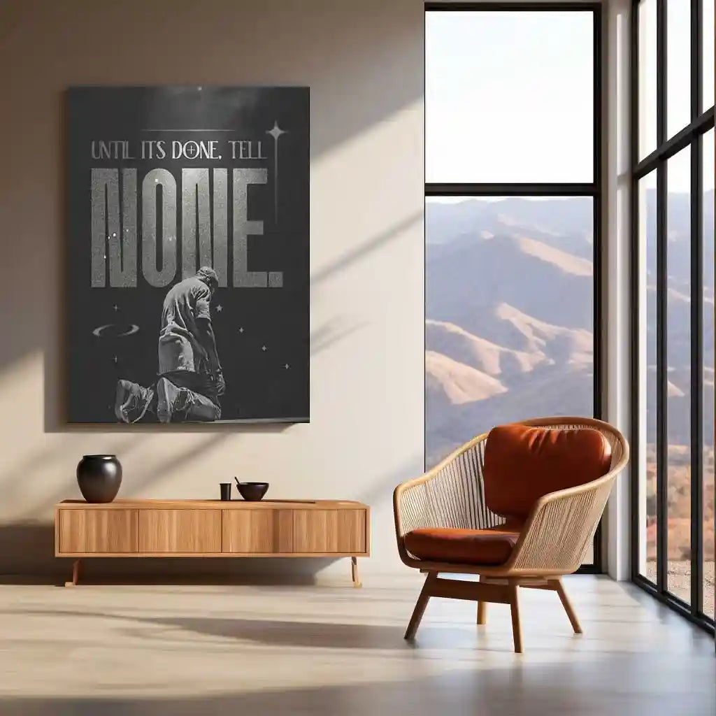 Quote Metal Poster | Kanye West | “UNTIL IT’S DONE. TELL NONE.” | Visionary Hustle Metal Poster - TURTLEWINGS