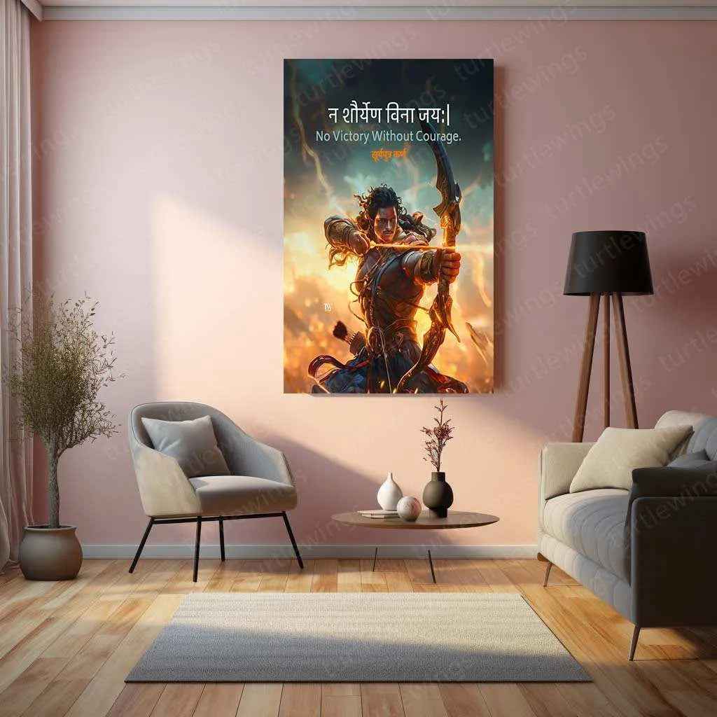 Karna Metal Poster | Mahabharata Warrior Wall Art | Indian Mythology Decor - TURTLEWINGS