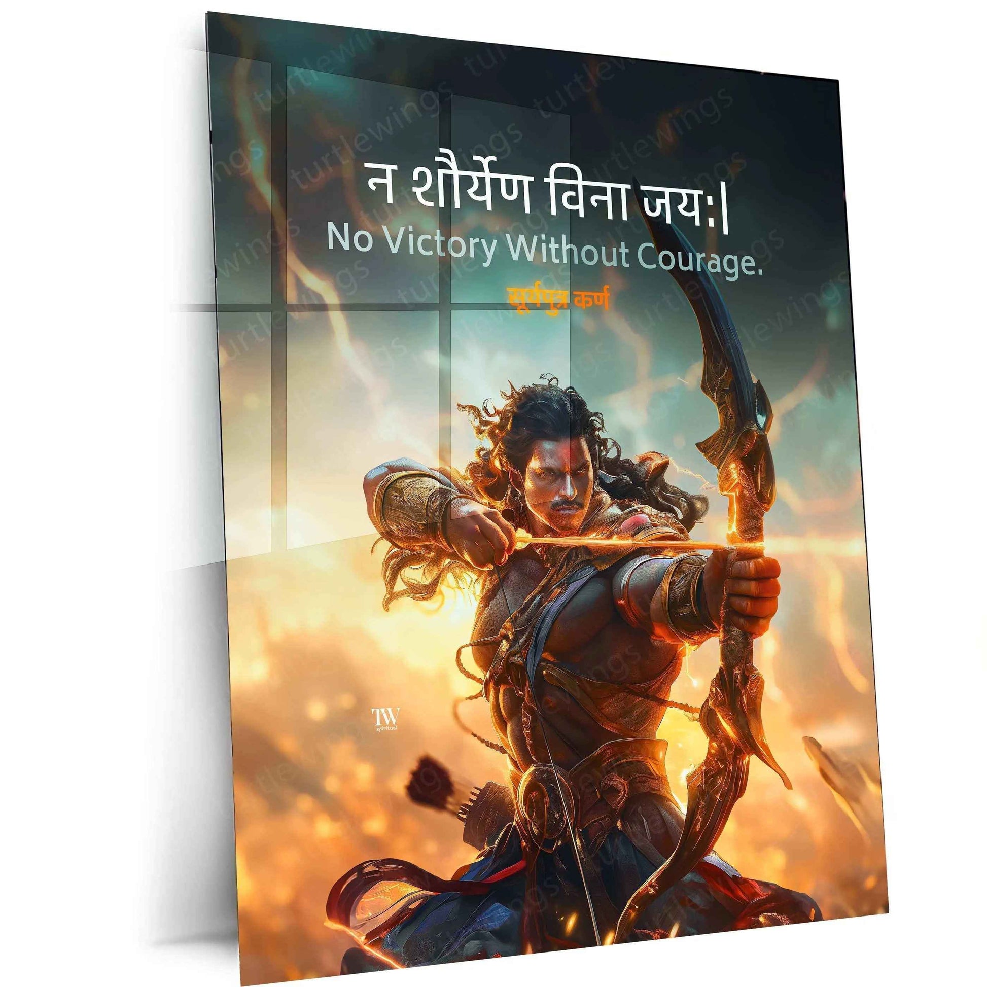 Karna Metal Poster | Mahabharata Warrior Wall Art | Indian Mythology Decor - TURTLEWINGS
