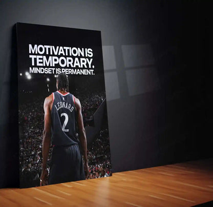 Quote Metal Poster | Kawhi Leonard – MOTIVATION IS TEMPORARY. MINDSET IS PERMANENT. Quote Metal Frame | Basketball Motivation Metal Frame Wall Art - TURTLEWINGS