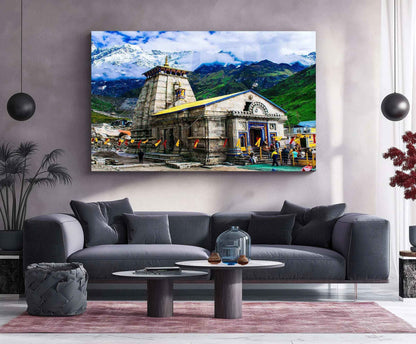 Kedarnath Temple Metal Poster – Sacred Himalayan Shrine Wall Art | Divine Spiritual Decor - TURTLEWINGS