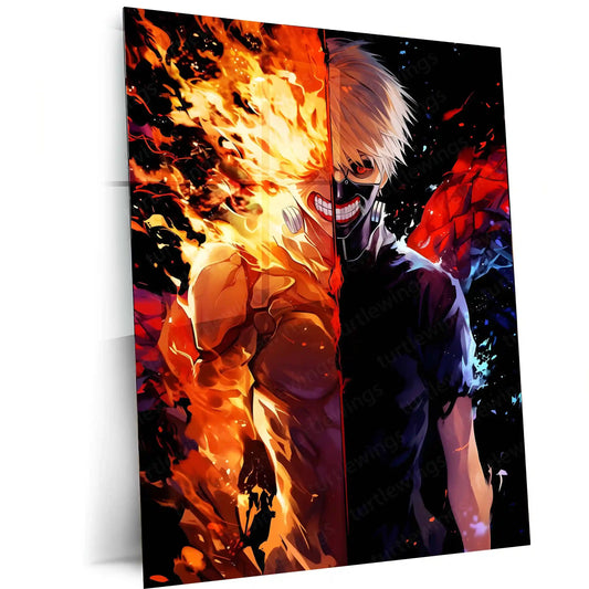 Anime Metal Poster | Tokyo Ghoul – Ken Kaneki Shadow Metal Poster | Dark Anime Wall Frame 03 - TURTLEWINGS