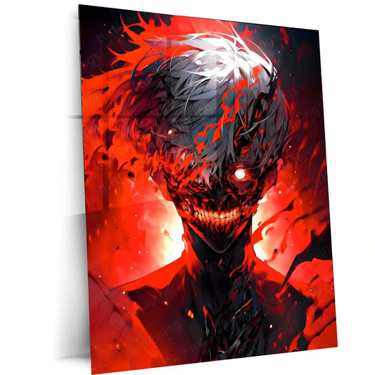 Anime Metal Poster | Tokyo Ghoul – Ken Kaneki Shadow Metal Poster | Dark Anime Wall Frame 05 - TURTLEWINGS