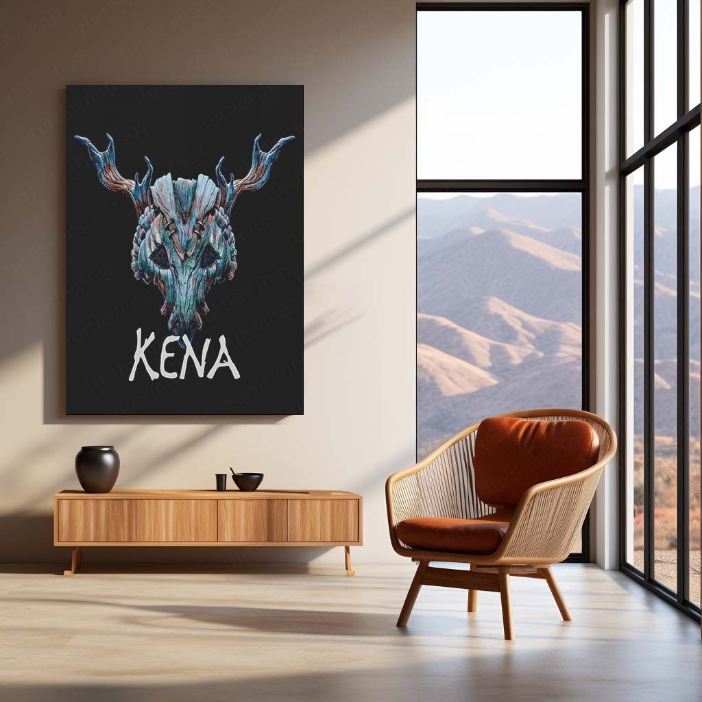 Kena: Bridge of Spirits – Spirit Guardian Mask | Fantasy Adventure Metal Frame Poster