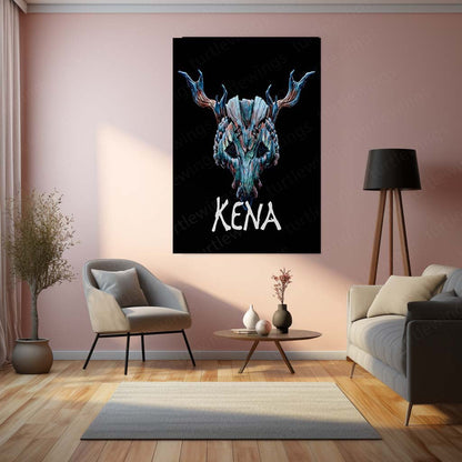 Kena: Bridge of Spirits – Spirit Guardian Mask | Fantasy Adventure Metal Frame Poster