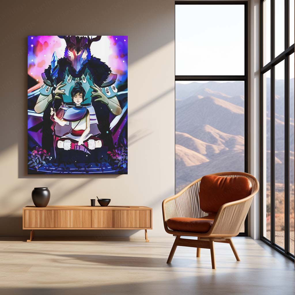 Kena: Bridges of Spirits – Spirit Warrior Artwork | Mystical Fantasy Game Metal Frame Poster 02