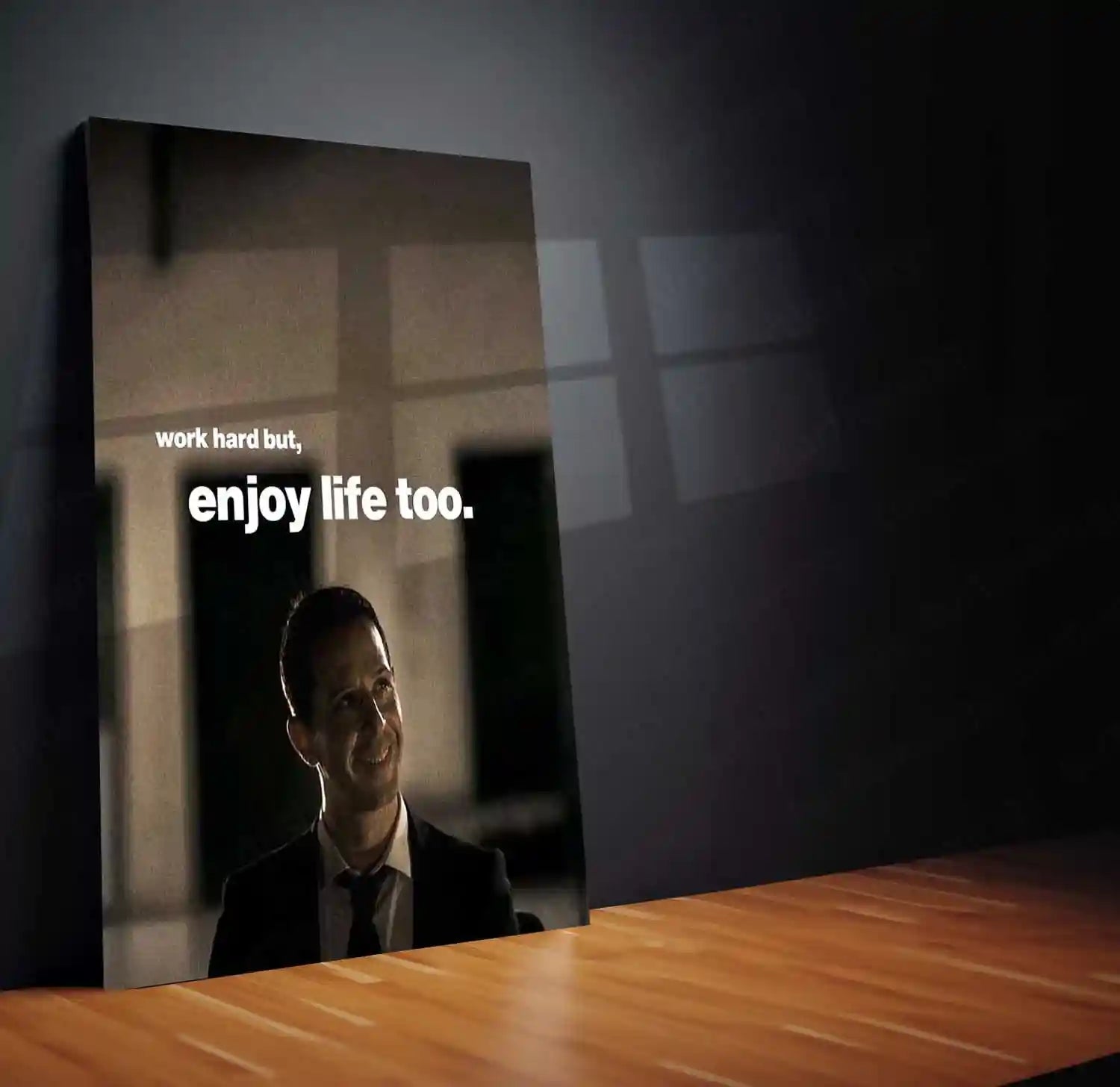 Quote Metal Poster | Kendall Roy | “Work Hard, But Enjoy Life Too.” | Corporate Balance Metal Poster - TURTLEWINGS 